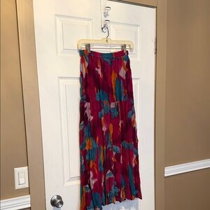 Women’s Floral Pleated Maxi Skirt - Fuchsia Multi
